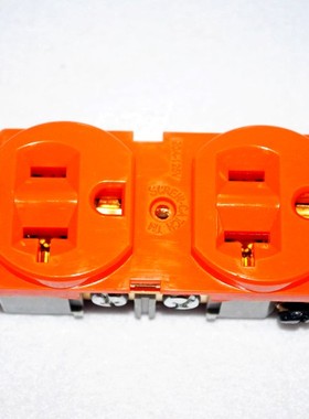 美式双联插座 美规两位6孔 橙色 带支架 美标电源板配件 SS-6B-2