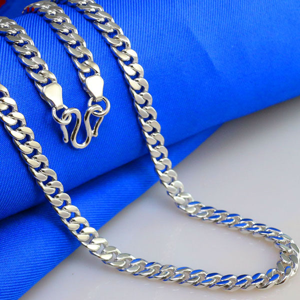 正品铂金项链男士女款pt950白金链子坦克老板链马鞭链重纯金结实