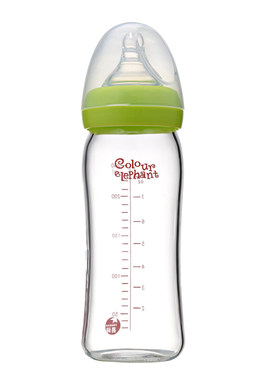 小象缤纷高硼硅宽口径玻璃奶瓶240ml 配L奶嘴 耐高温 不含BPA
