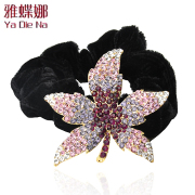 Mail ya na genuine high-end sparkling rhinestone Velvet rope end flower Crystal hair jewelry