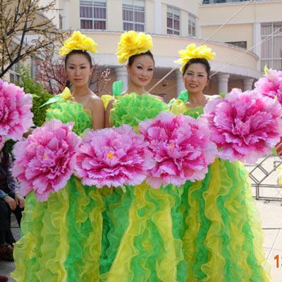 热卖舞蹈道具手拿牡丹花伞 开场舞道具花演出假花 仿真绢花手腕花