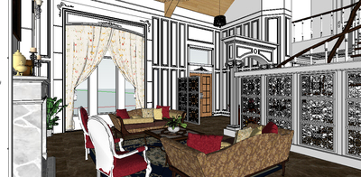 欧式别墅室内SU模型草图大师环艺sketchup设计素材源文件skp模型