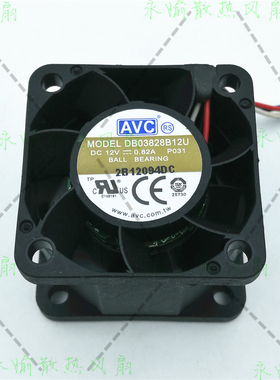 原装AVC DB03828B12U 12V 0.82A 3828 3线 服务器 大风量散热风扇