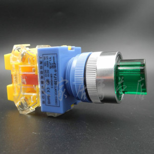 21带灯旋钮绿色22mm自锁旋转二档开关Y090保持式 一佳LAY37 11XD