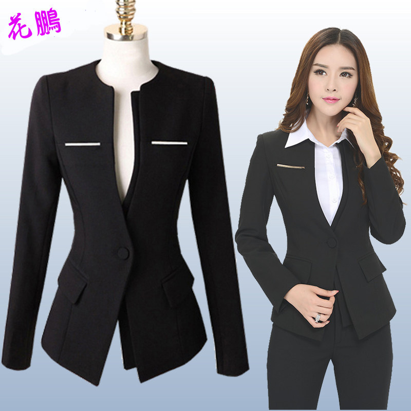 无领职业西装外套女长袖正装套装保险珠宝酒店团购工作服空姐制服图片