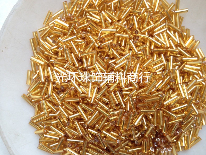 diy手工玻璃管珠 4.5mm6mm9mm12mm灌银金色管珠服装婚纱辅料