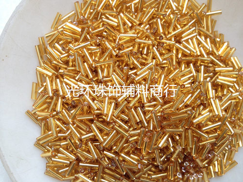 diy手工玻璃管珠 4.5mm6mm9mm12mm灌银金色管珠 服装婚纱辅料