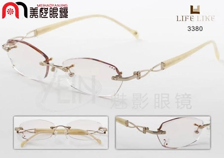 正品凡客生活切边镶钻无框架眼镜.定制近视眼镜3380
