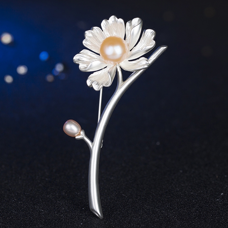 新光珍珠花朵胸针女 日韩国大衣开衫配饰别针胸花淑女典雅别针扣