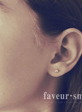 faveur星你千颂伊14K包金925纯银金豆豆耳钉日常不褪色防过敏礼物