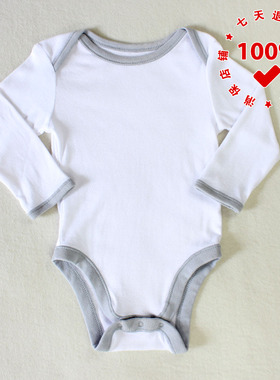 正品OLD NAVY老海军白底灰边婴幼儿连体衣三角款包屁爬服纯棉哈衣