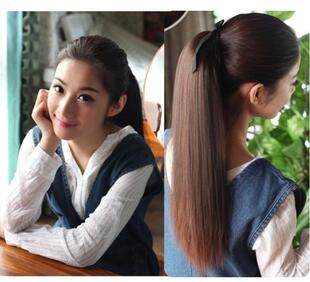 假发片女长直发扎马尾辫子仿真发超中长款短款接发系绳捆绑式逼真