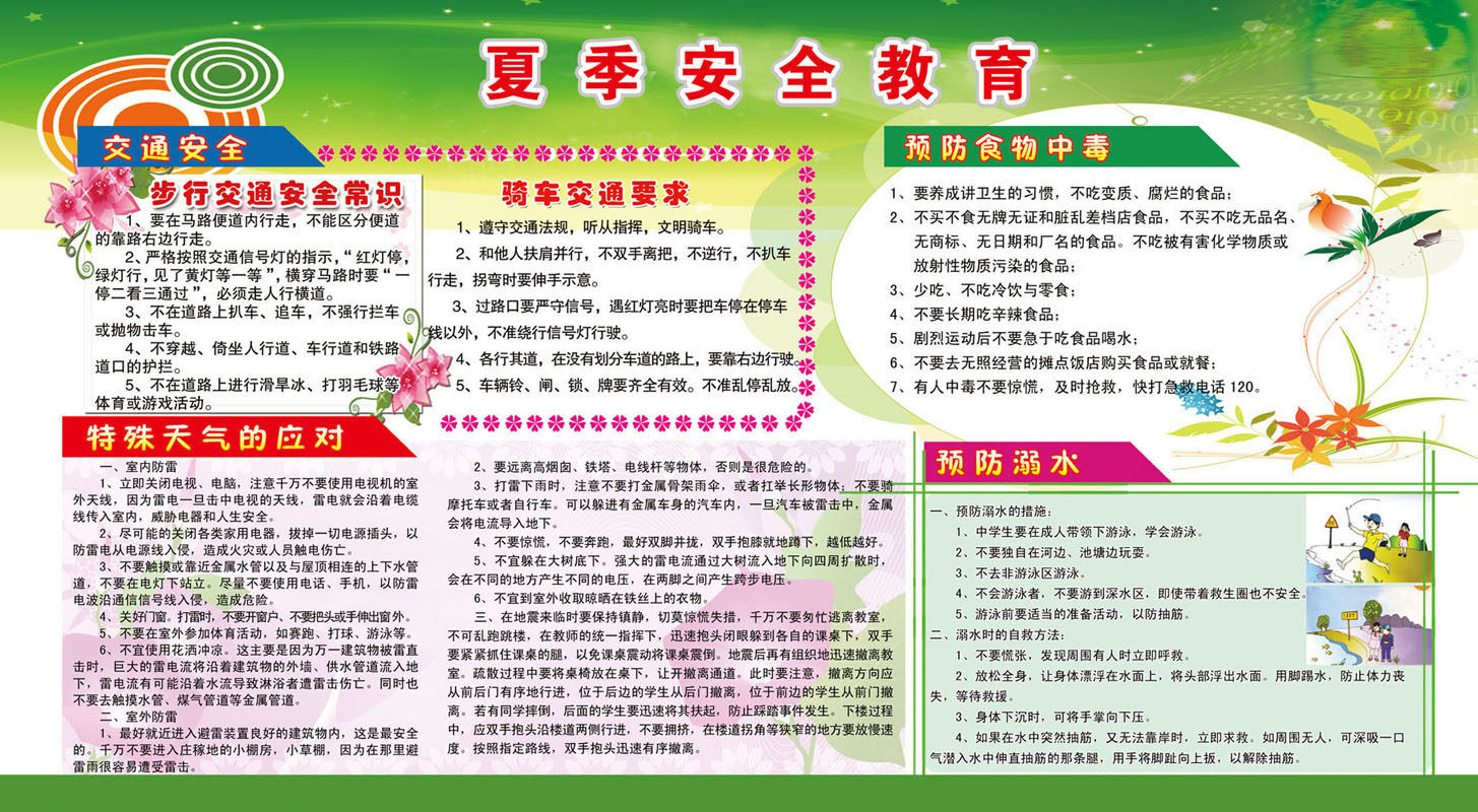 736海报印制展板写真喷绘贴纸899社区夏季安全教育宣传栏