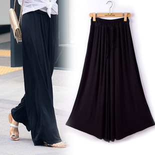 宽松高腰阔腿裤 莫代尔大码 九分裤 女式 薄 2024春季 抽绳舞蹈甩裤 韩版
