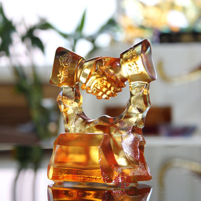 六合春琉璃办公室摆件商务名片夹