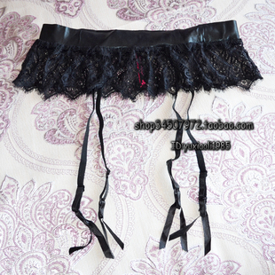 通用性感吊袜带 外贸原单欧美黑色吊带丝袜宽腰围弹力蕾丝小穗大码