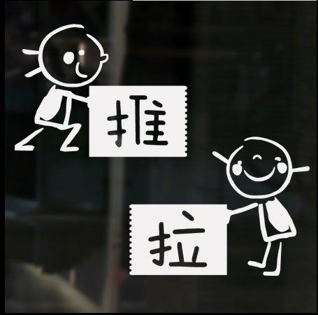 卡通小人推拉移门标识咖啡服装蛋糕酒吧奶茶店铺创意玻璃门墙贴纸