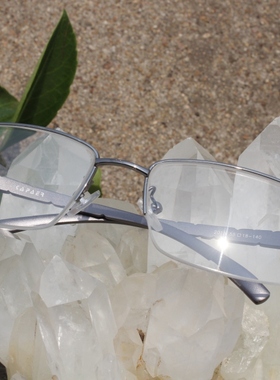 高档铝镁合金灰色水晶眼镜