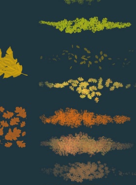 PS笔刷画笔笔触  各种样式的落叶ps笔刷