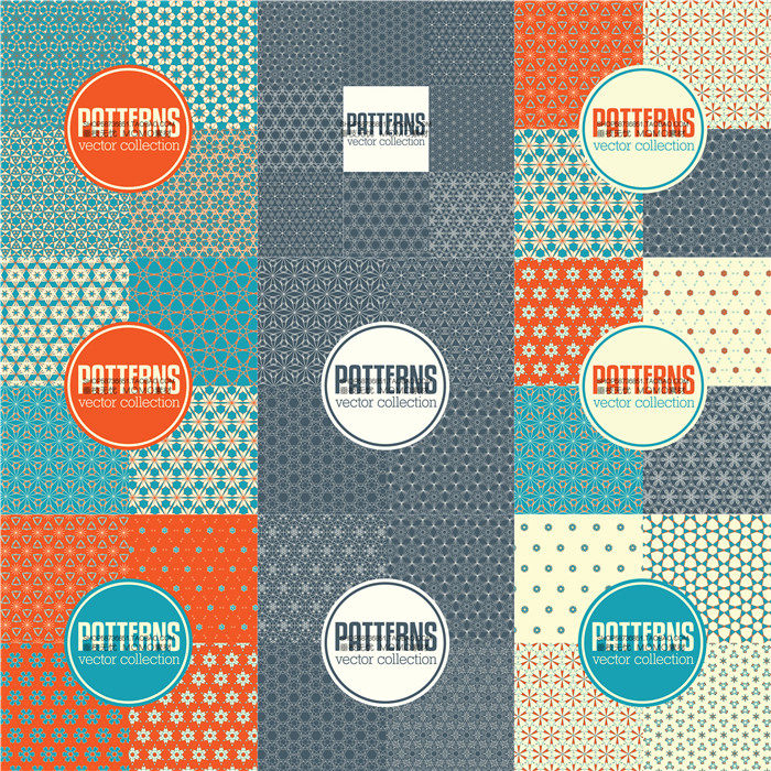 A3116矢量抽象几何花纹复古四方连续纹理背景图 AI设计素材