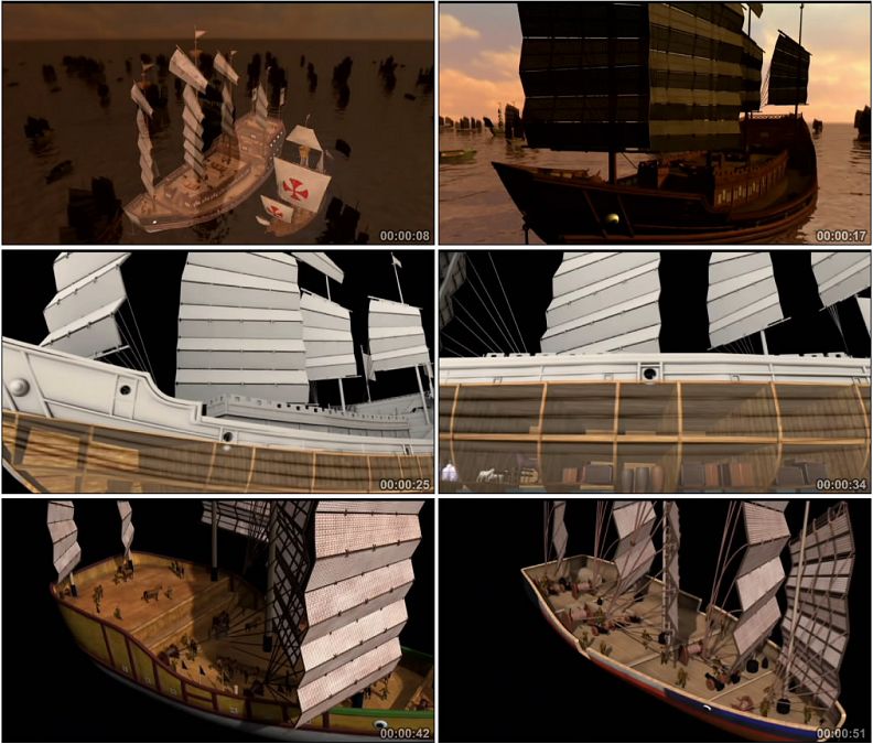 古代郑和下西洋宝船结构内部构造高清实拍视频素材