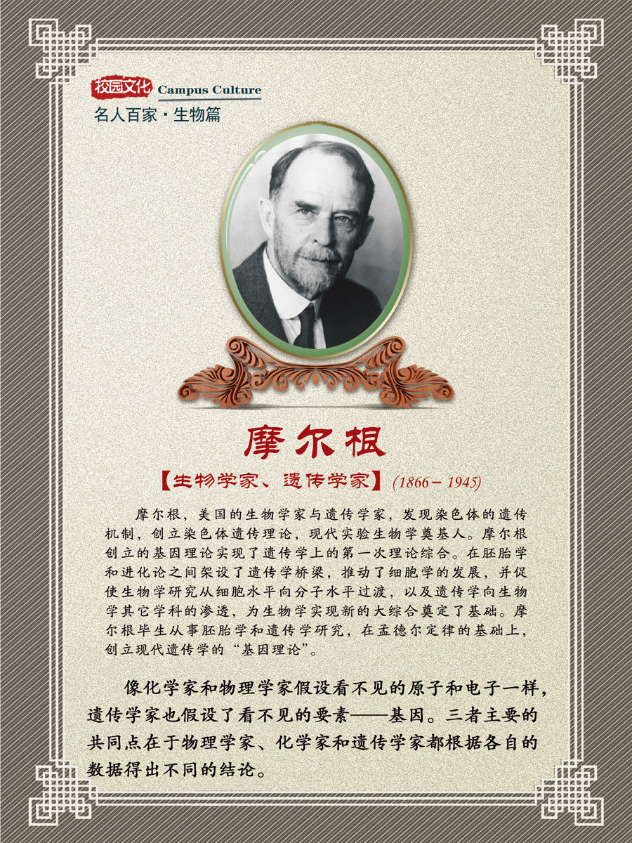 730海报印制展板写真喷绘734校园文化实验室名人生物学家摩尔根