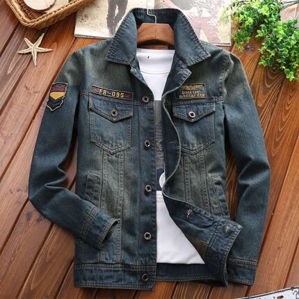牛仔外套男复古飞行员夹克春季牛仔上衣服春秋男士外套韩版潮男装