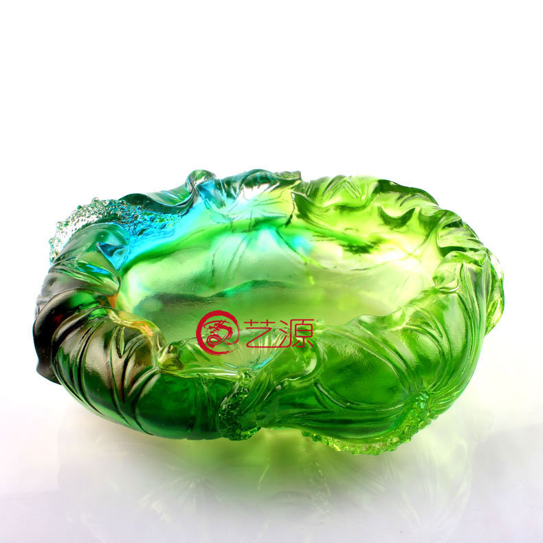 琉璃摆件荷花烟缸时尚创意家居客厅办公桌商务礼品个性定制刻字