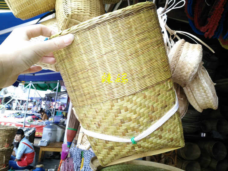 花花傣族手工工艺云南特色傣族奶奶竹编傣族小篮子工艺