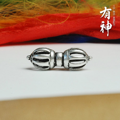 【仿老版母版翻刻】藏式金刚杵背云佛珠三通佛头念珠配饰