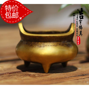 铜香炉 纯铜仿古宣德炉 手工铜炉 冲天耳香炉 大明宣德香炉 包邮