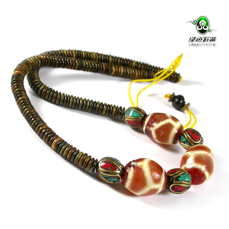 Lssp/ Green stone products west Asia Carnelian Old agate Shou Zhu Beads necklace Send certificate tz4035in the Accessories/Fashion Jewelry, Necklace  category - from Buy2taobao.com to provide professional Taobao agent buy service