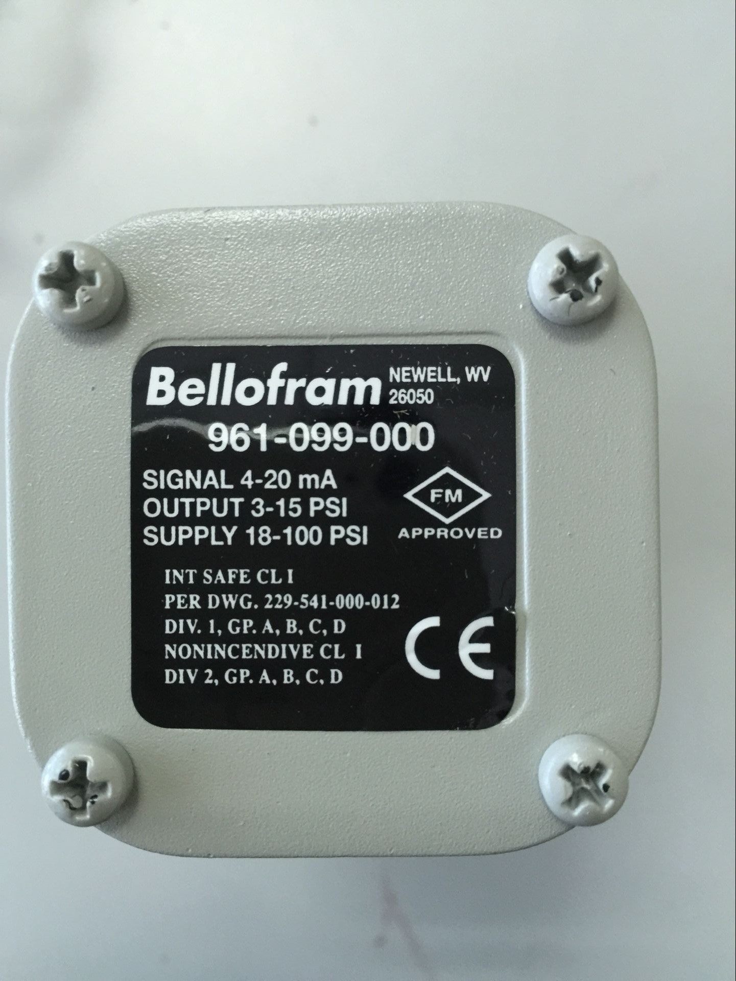 美国Bellofram百乐福贝罗孚 T1000电气转换器比例阀 961-099-000 - 实物图