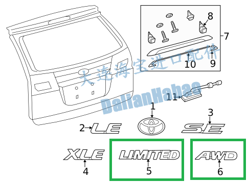 【现货】04-20款丰田塞纳原厂正品限量版Limited AWD标志/车标