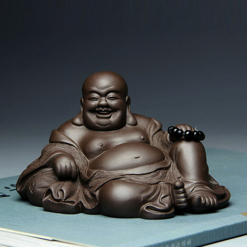 正品紫砂茶宠雕塑摆件弥勒佛紫泥手工工艺品开怀大笑哈哈佛和尚