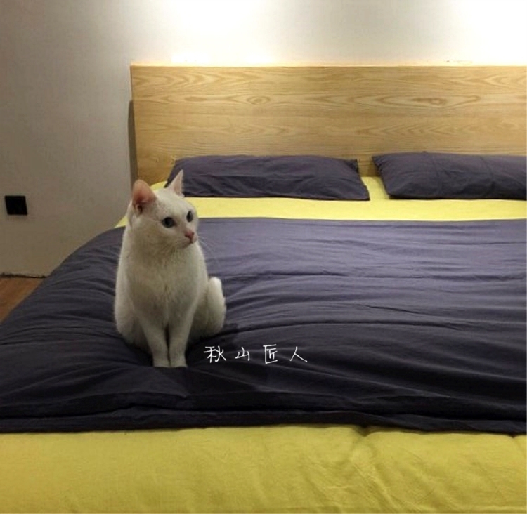 乡村小清新美国白蜡木双人床定制