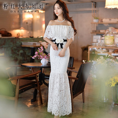 Female summer pink dress dolls new 2015 temperament of fishtail long skirts slim white dress