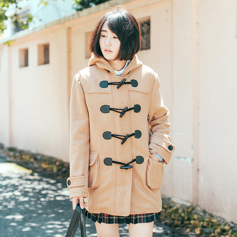 高中生学院风带帽毛呢外套少女装中长款秋冬季新款单排扣长袖大衣在类目 女装/女士精品, 套装/学生校服/工作制服, 学生校服中 - 来自Buy2taobao.com提供专业的淘宝代购服务
