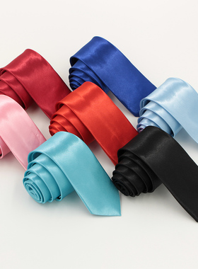 【包邮】时尚5CM韩版窄领带男女学生结婚毕业休闲红蓝黑绿紫色tie