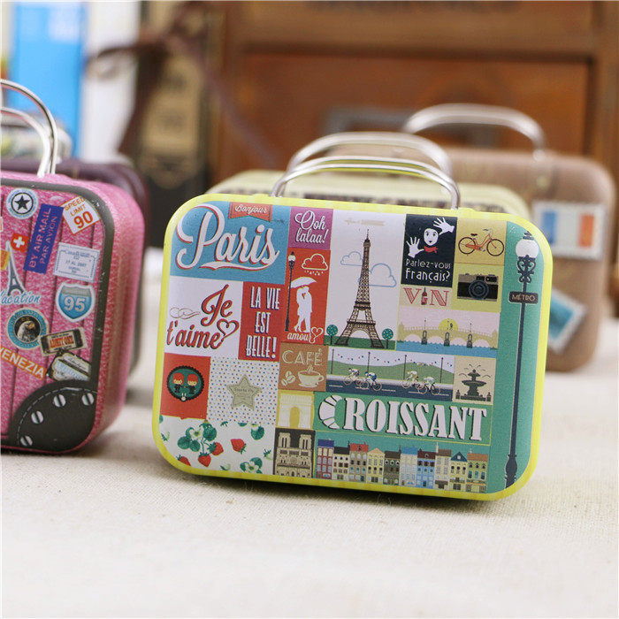 创意喜糖盒 小饰品收纳盒 长方手提包 中号铁盒 可容纳2颗费列罗