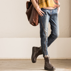 米兰宣言 N1803A 韩版修身立体剪裁拼接小脚牛仔裤女 2017新款