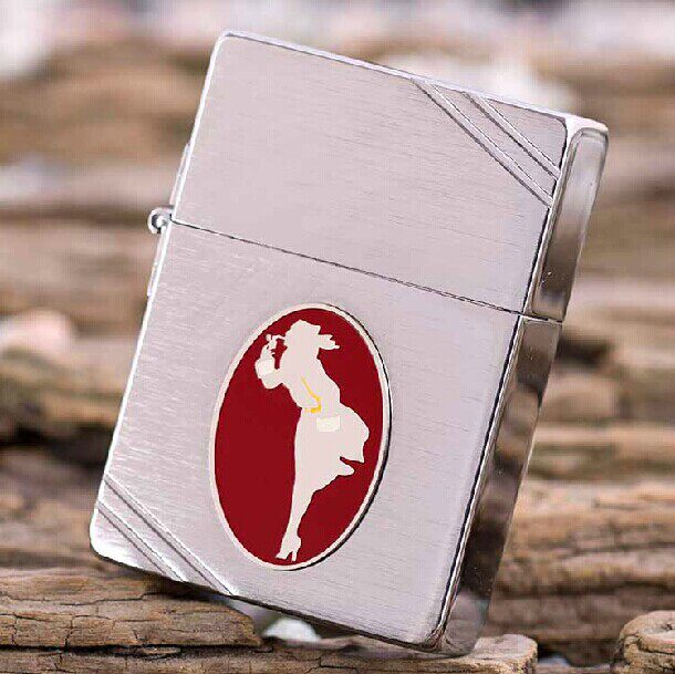 ZIPPO原装正品打火机 1935复刻 切角 风中女郎 全球限量版 纪念版