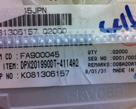 DPX201990DT-4114A2 0805/2012体积 积层贴片式双工器
