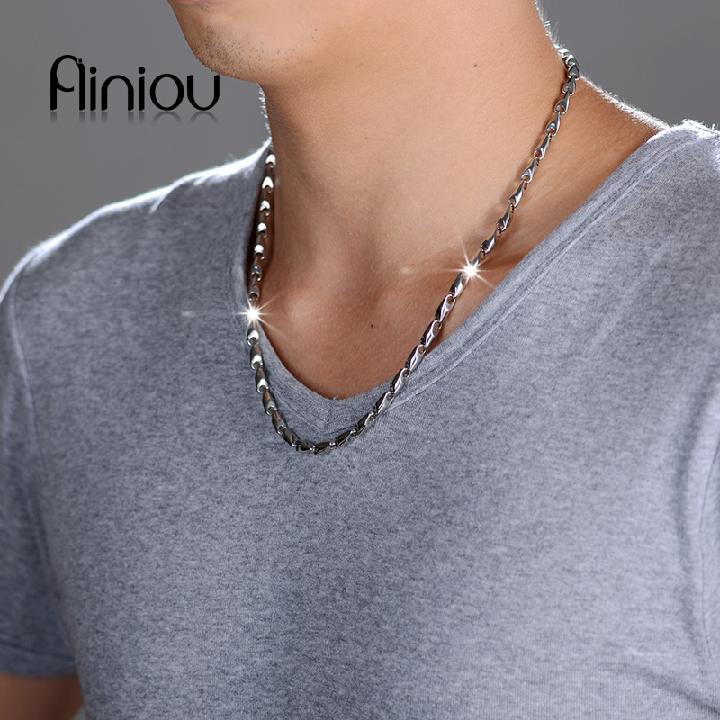 Enio aggressive personality titanium steel necklace single mens decorative Necklace mens Korean fashion fashion personality coarse jewelry