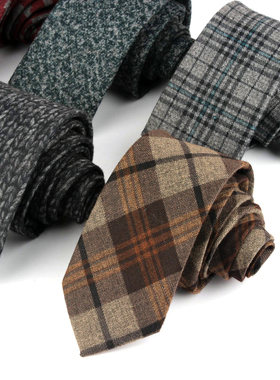 全棉领带男 韩版窄款正装结婚细6CM领带深蓝色咖啡色灰色黑色领带