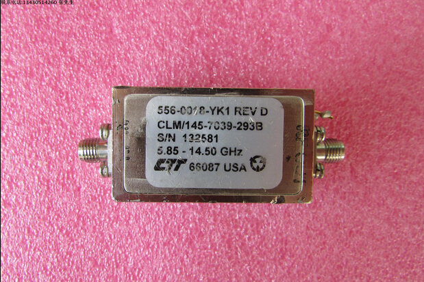 美国CTT进口CLM/145-7039-293B 5-14.8GHz 40dB SMA接头 射频微波低噪声放大器 质量包好，包能用 可提供详细测试图 工作频率：5.85-14.5GHz/实际测试 5-14.8Hz 增益: 40dB 输出功率: 16dBm 工作电压：+15V/330MA