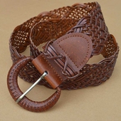 女士皮带编织腰带真皮休闲腰饰 加宽版 防金属过敏装 饰牛皮腰带女式