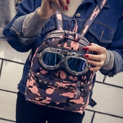 Bag 2015 new stylish printed backpack girl Korean version of tide rivet Pu leather the street Camo satchel