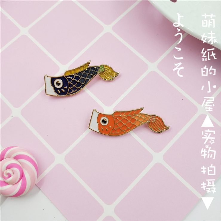 日本节日校园祭胸针鲤鱼日系和风红蓝鲤鱼旗胸针胸花春季新品