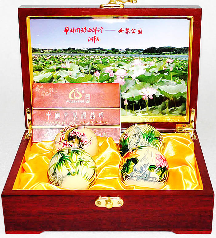 保定铁球彩绘梅兰竹菊健身球手球保健球大号球套装景泰蓝铁球